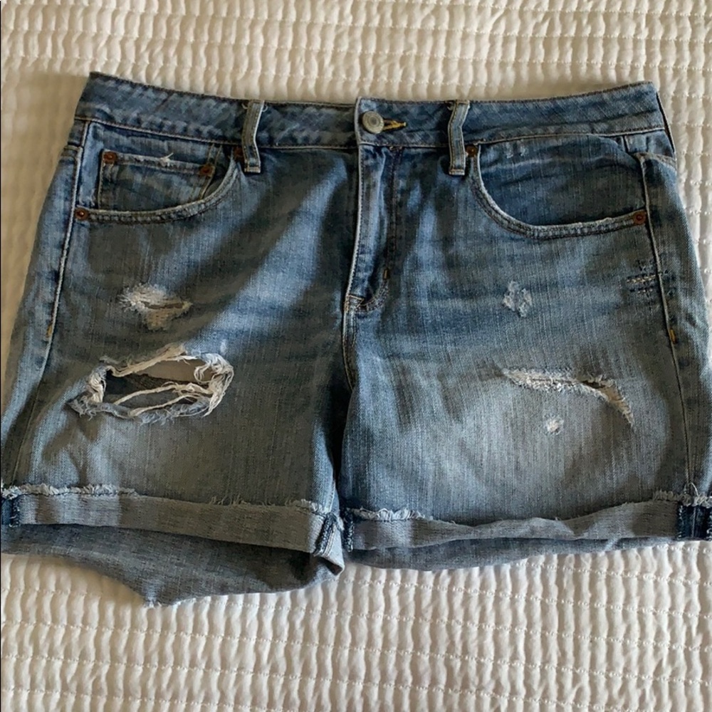 Boyfriend Distressed Denim Shorts